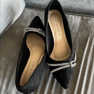 Kelly & Katie Black Heels with Silver Accents